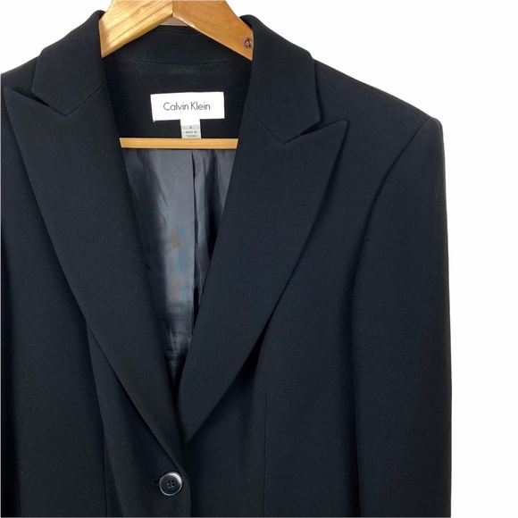 Calvin Klein Lined Single Button Tailored Black Blazer Suit Jacket - Picture 5 of 13